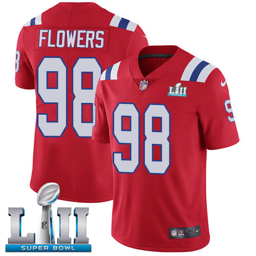 Nike Patriots #98 Trey Flowers Red Alternate Super Bowl LII Men's Stitched NFL Vapor Untouchable Limited Jersey